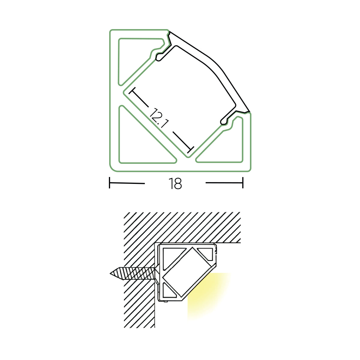 Corner Aluminium Channel 1818BK