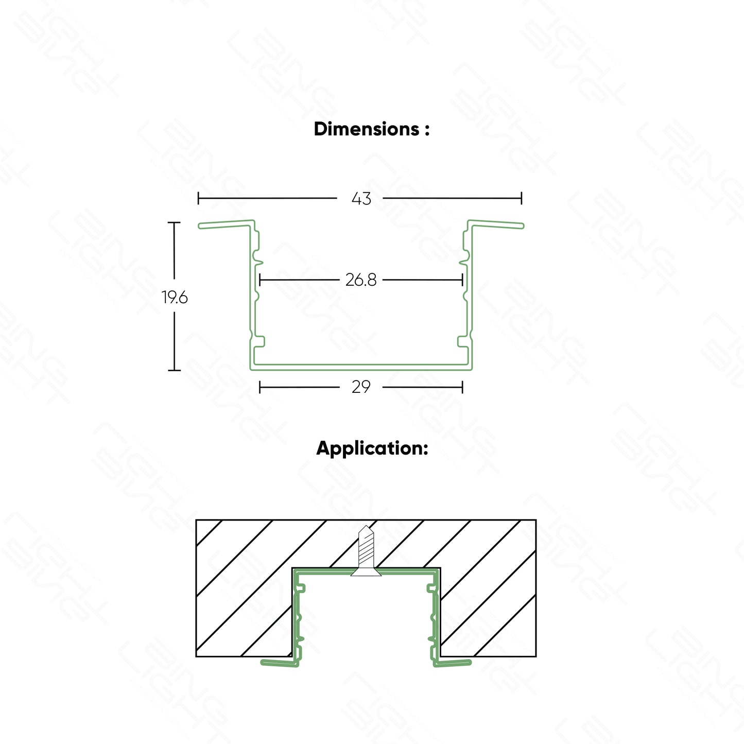 Deep Wide Recessed Aluminium Channel 3020