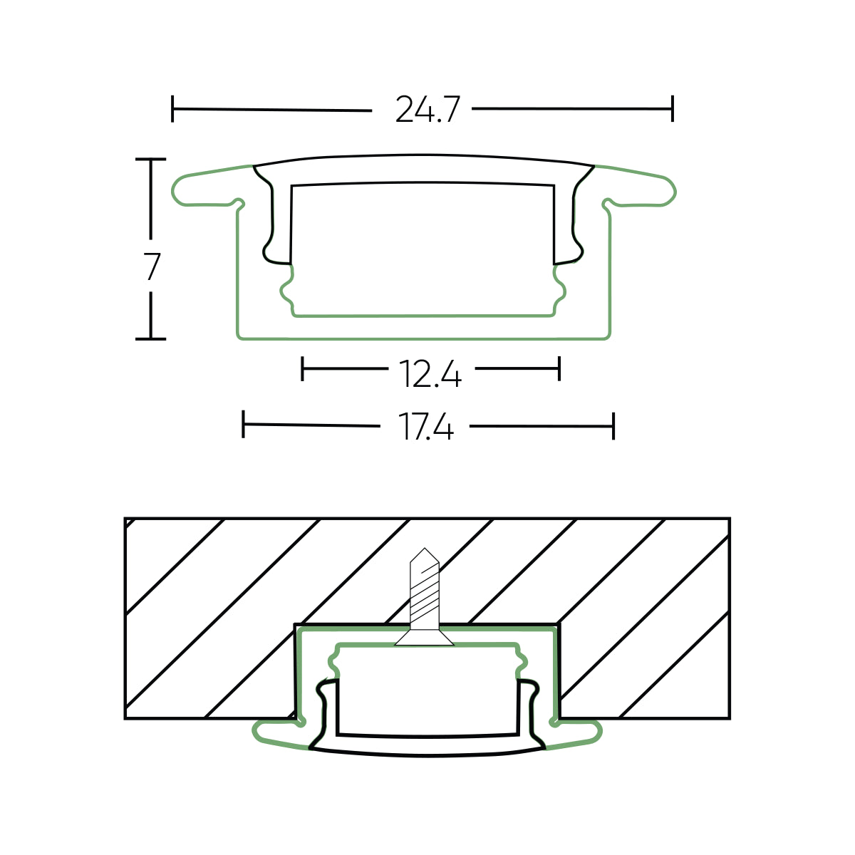 Recessed Aluminium Channel 508