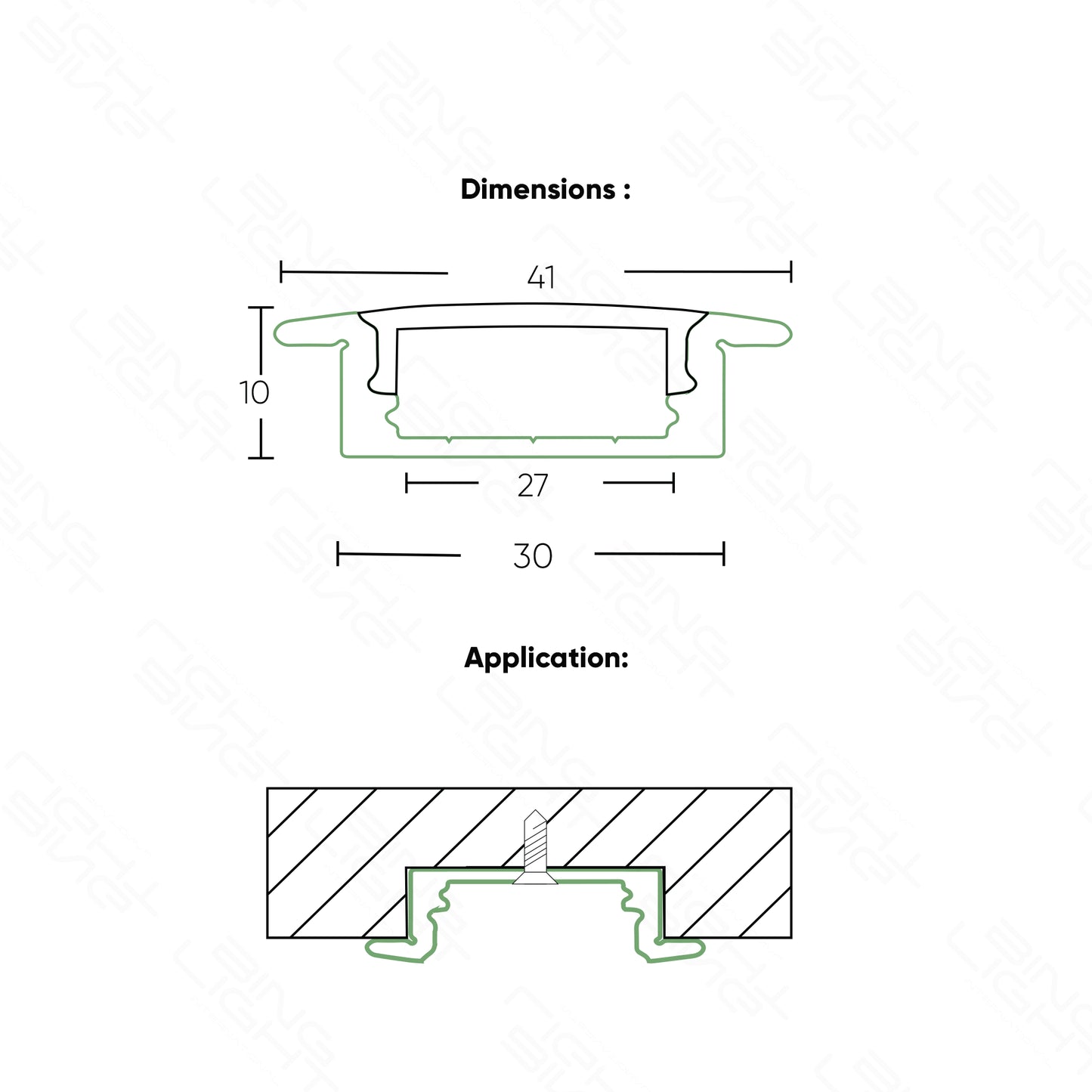 Wide Recessed Aluminium Channel 3010A-2