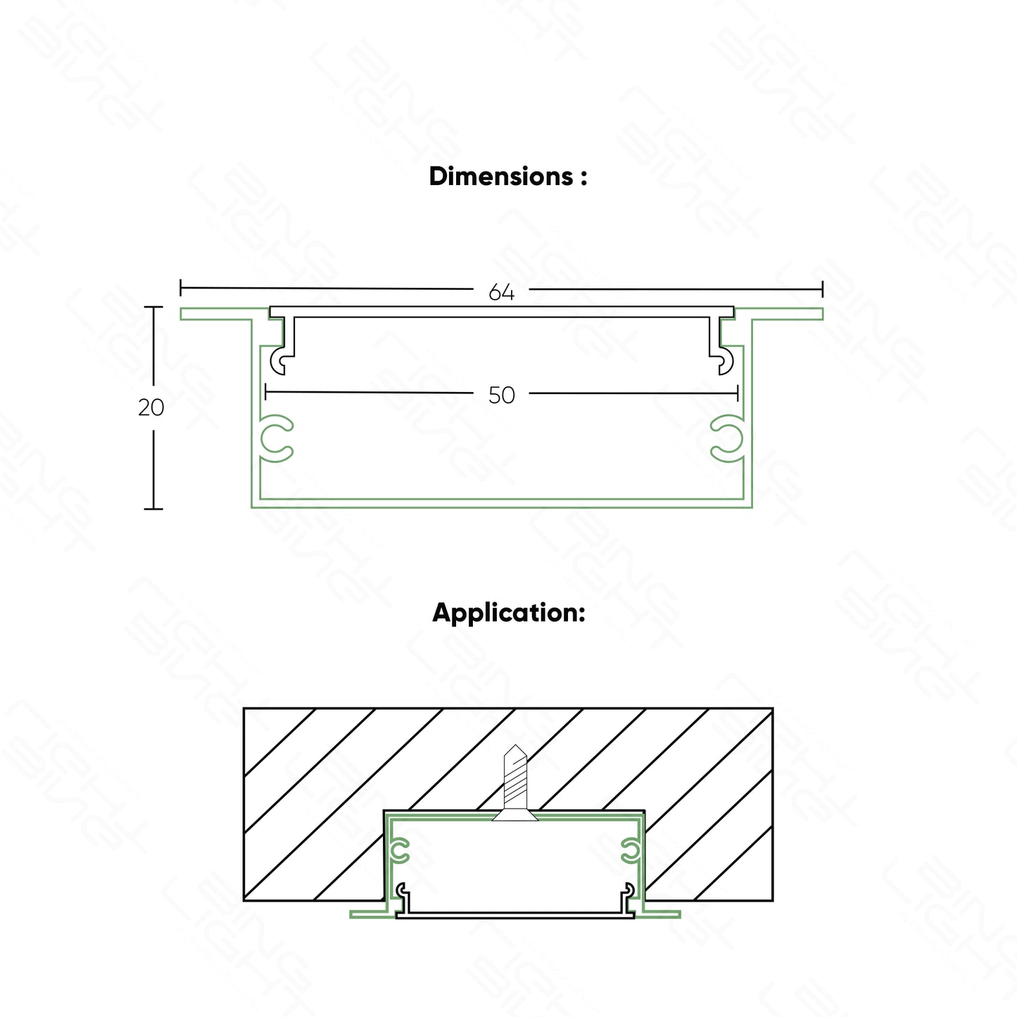 Wide Recessed Aluminium Channel 5020